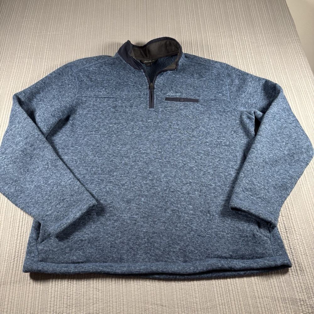 Eddie Bauer Pullover Men 2XL Blue 1/4 Zip Hiking Fleece Outdoors Gorpcore - Picture 1 of 9